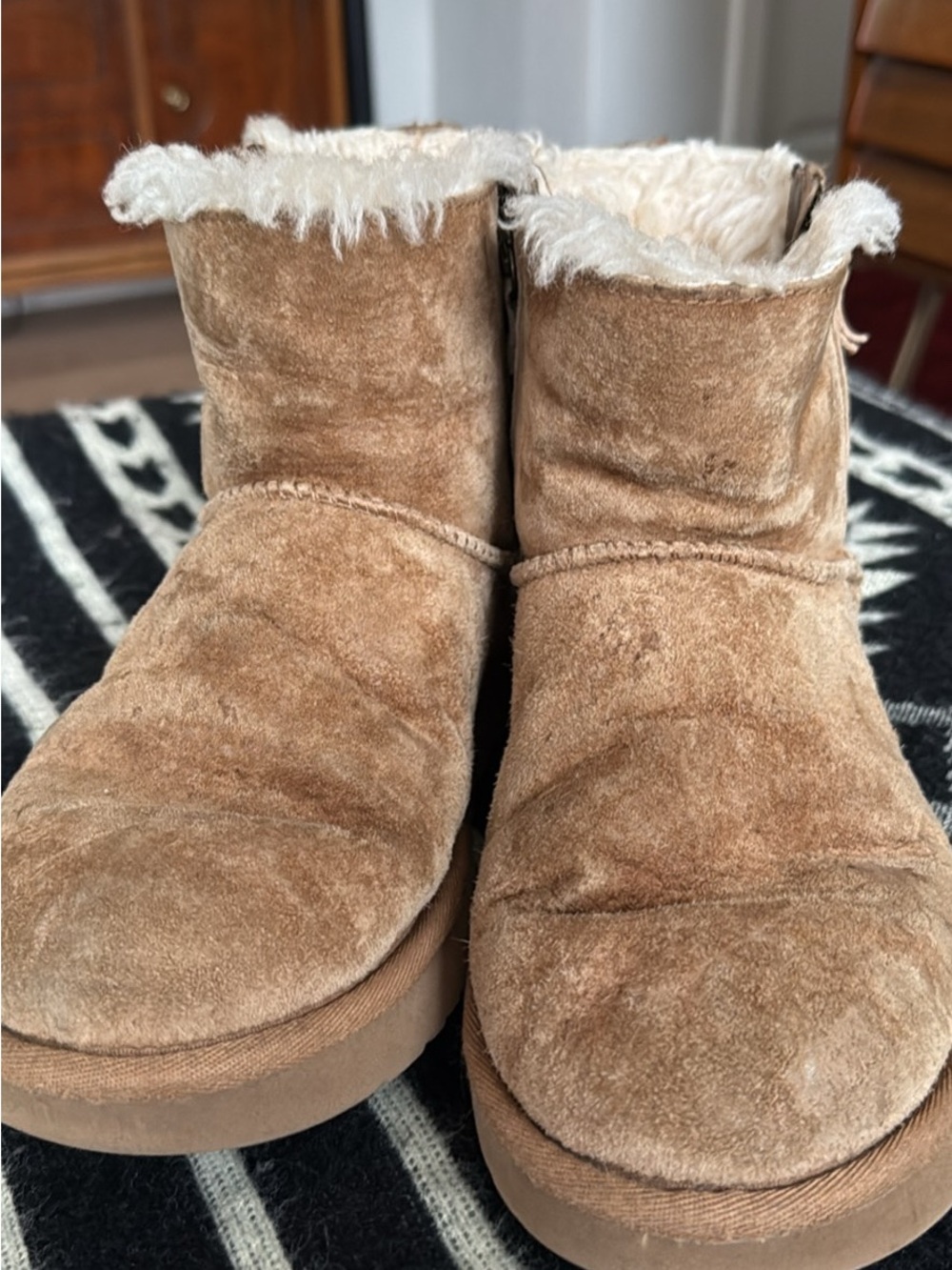 UGG Chestnut Suede Short Shearling Boots